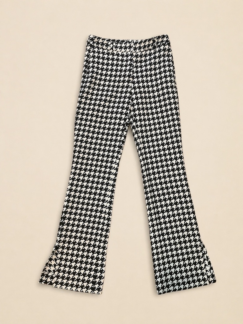 Anine Bing Jocelyn Houndstooth Wide-Leg Trousers — Black & White - Picture 2 of 6